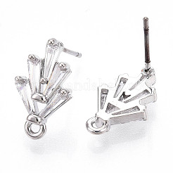 Brass Cubic Zirconia Ear Studs&nbsp;MAK-T011-04P