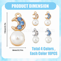 40Pcs 4 Colors Alloy Rhinestone Pendants&nbsp;FIND-FH0007-36