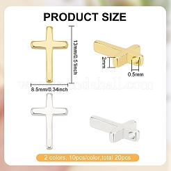 20Pcs 2 Colors Brass Tiny Cross Charms&nbsp;KK-BC0012-55
