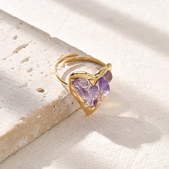 Heart Natural Amethyst Finger Rings&nbsp;STAS-Z112-10G-01