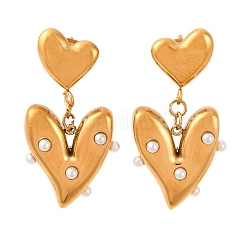 304 Stainless Steel Heart Dangle Stud Earrings&nbsp;EJEW-S279-05G