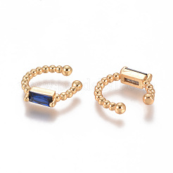 Golden Plated Brass Micro Pave Cubic Zirconia Cuff Earrings&nbsp;EJEW-L244-06C
