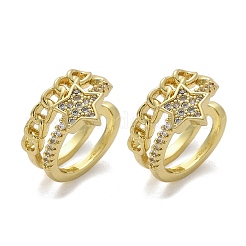 Brass Micro Pave Clear Cubic Zirconia Cuff Earrings&nbsp;EJEW-F359-09G-01