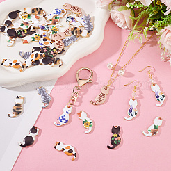 40Pcs 10 Colors Rack Plating Alloy Enamel Pendants&nbsp;ENAM-OC0001-16
