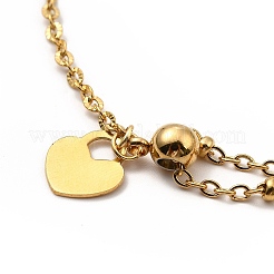 304 Stainless Steel Charm Anklet with Satellite Chains for Women&nbsp;AJEW-C021-06