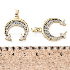 Brass Micro Pave Clear Cubic Zirconia Pendants&nbsp;KK-D221-12G