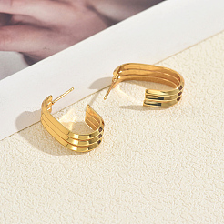 Triple Oval Stainless Steel Stud Earrings&nbsp;BE1288