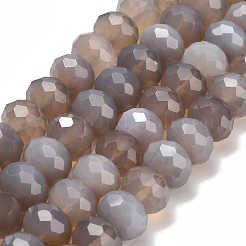 Natural Grey Agate Beads Strands&nbsp;G-C259-A12-8x12mm
