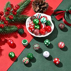 Christmas Theme DIY Round Acrylic Beads Pendant Making Kits&nbsp;DIY-CJC0006-17