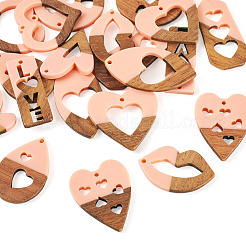 20Pcs 10 Styles Resin and Walnut Pendants&nbsp;WOOD-TA0002-73A