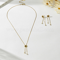 Women's Stainless Steel Stud Dangle Earrings & Lariat Necklaces Sets&nbsp;EB5177-2