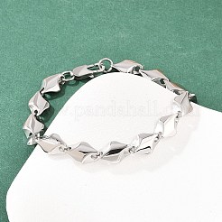304 Stainless Steel Rhombus Link Chain Bracelets for Men Women&nbsp;BJEW-G766-03P-01