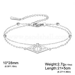 304 Stainless Steel Rhombus with Star and Sun Link 2-Strand Anklets for Unisex&nbsp;WG9D81D-03
