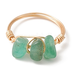 Natural Mixed Gemstone Chips Beaded Finger Rings&nbsp;RJEW-JR00582