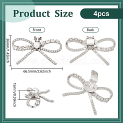 4Pcs Bowknot Alloy Glass Rhinestone Shoe Buckle Clips&nbsp;AJEW-FG0005-11P