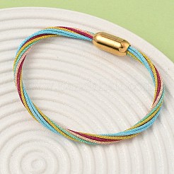 304 Stainless Steel with Polyester Metallic Cord Bracelets for Women&nbsp;BJEW-Z145-01G-33