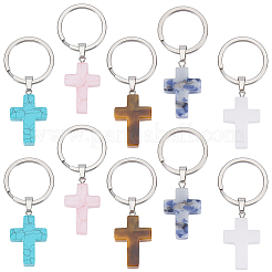 10Pcs 5 Styles Gemstone Keychains&nbsp;KEYC-CP0001-48