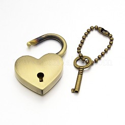 Heart Lock & Key Zinc Alloy Key Clasps&nbsp;X-KEYC-O009-14
