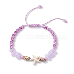 4Pcs Adjustable Synthetical Turquoise Starfish Braided Bead Bracelets&nbsp;BJEW-JB10225