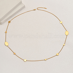 Stainless Steel Geometric Disc Oval Link Chain Long Necklaces for Women&nbsp;RA9810