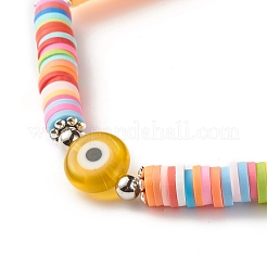 Handmade Polymer Clay Heishi Beads Stretch Bracelet&nbsp;BJEW-JB07372-02