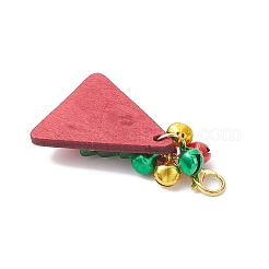 Christmas Tree Glass & Wood Triangle Pendant Decorations&nbsp;HJEW-JM04345