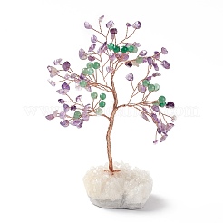 Natural Gemstone with Pearl Beads and Natural Quartz Crystal Pedestal Display Decorations&nbsp;DJEW-G027-17RG