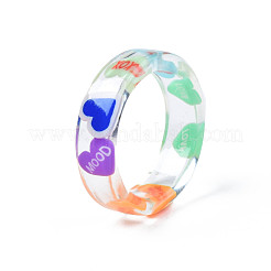 Transparent Resin Love Heart Word Finger Ring for Women&nbsp;RJEW-T022-023