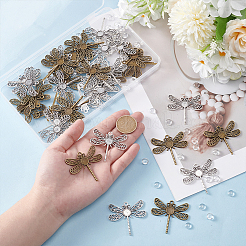 Tibetan Style Alloy Pendant Cabochon Settings with Transparent Glass Cabochons&nbsp;DIY-GO0002-31B
