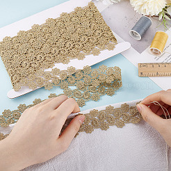 5 Yards Metallic Yarn Flower Lace Trim Ribbons&nbsp;SRIB-HY0001-07C