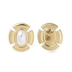 316 Surgical Stainless Steel & CCB Imitation Pearl Stud Earrings for Women&nbsp;LS-STAS-B063-03G-06