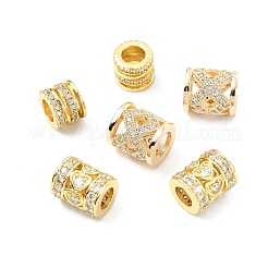 6Pcs 3 Styles Brass Pave Clear Cubic Zirconia European Beads&nbsp;KK-CJ0003-08