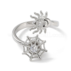Rotating Clear Cubic Zirconia Cuff Rings&nbsp;RJEW-Z023-03P
