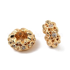 Brass Micro Pave Cubic Zirconia Beads&nbsp;KK-C155-14G