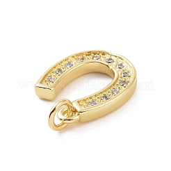 Brass Micro Pave Cubic Zirconia U Shape Charms&nbsp;KK-C012-24G