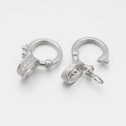 Rhodium Plated 925 Sterling Silver Micro Pave Cubic Zirconia Twister Clasps&nbsp;STER-M082-01B