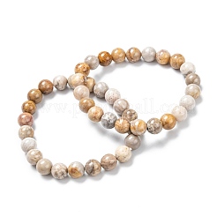 Natural Fossil Coral Stretch Beaded Bracelets&nbsp;G-A185-01X