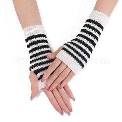 Stripe Acrylic Fibers Knitting Fingerless Gloves&nbsp;PW-WG0C91E-01
