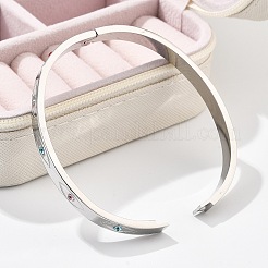 Eye 304 Stainless Steel Rhinestone Bangles for Women&nbsp;BJEW-Z092-09P