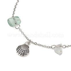 Natural Fluorite Chip Bead Chain Anklets&nbsp;AJEW-AN00671-03