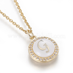 Brass Initial Pendant Necklaces&nbsp;NJEW-I230-24G-G