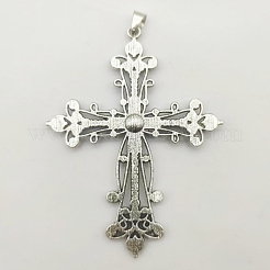 Vintage Baroque Style Alloy Crystal AB Rhinestone Cross Pendant Necklaces&nbsp;NR4788