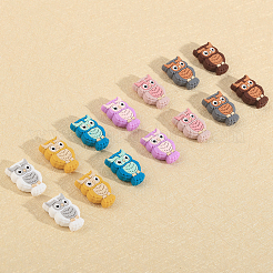 14Pcs 7 Colors Owl Food Grade Eco-Friendly Silicone Focal Beads&nbsp;SIL-CA0003-09