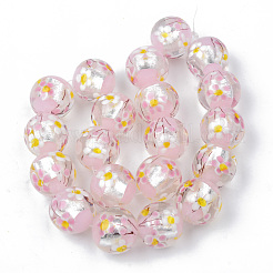 Handmade Silver Foil Glass Lampwork Beads Strands&nbsp;FOIL-N028-001