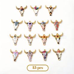 15Pcs 15 Styles Zinc Alloy Enamel Pendants&nbsp;ENAM-YW0003-82