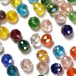Electroplate Faceted Rondelle AB Color Plated Transparent Glass Beads&nbsp;GLAA-R152-8mm-M2