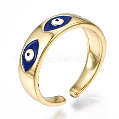 Brass Enamel Cuff Rings&nbsp;RJEW-T018-05G-NF