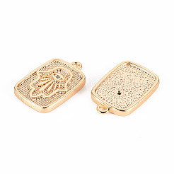 Brass Micro Pave Clear Cubic Zirconia Pendants&nbsp;KK-T062-136G-NF