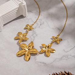 European 304 Stainless Steel 5 Floral Flower Pendant Bib Necklaces for Women&nbsp;ND3546