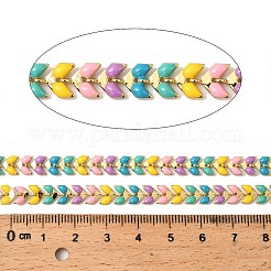 Brass Enamel Leaf Link Chains&nbsp;CHC-F021-02G-02
